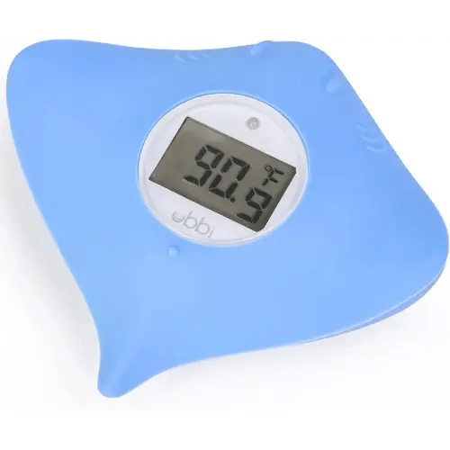 Ubbi Stingray Baby Bath Thermometer for Newborns and Infants, Accurate and Instant High and Low Digital Reads, Floating Silicone Safety Thermometer, Newborn Registry Must Haves, Blue
