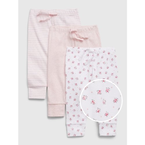 Baby 100% Organic Cotton First Favorite Pull-On Pants (3-Pack) in light pink floral