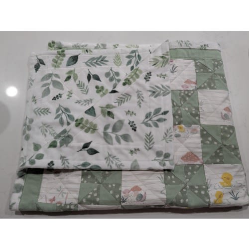 Baby Quilted Blanket | Frogs & Ducks | Minky Fleece Back