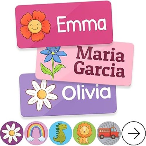 TagBuddy® Personalized Daycare Name Labels for Kids [210pcs] - Waterproof Name Stickers for School, Baby Bottles & Clothing - Custom Name Stickers - Washable Stick On Labels (1.2”x0.5”)