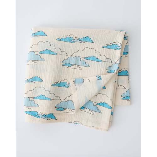 Storq Baby Organic Cotton Muslin Swaddle Blanket | Ivory Clouds - Storq by Kindred Bravely