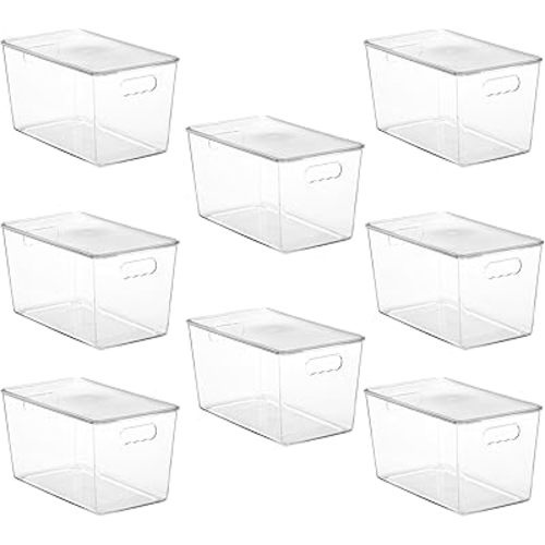Vtopmart 8 Pack Clear Stackable Storage Bins with Lids and Handles, XLarge
