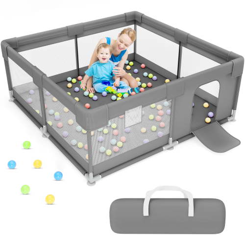 babyeap Baby Playpen,50x50 Inch Baby Playards for Babies and Toddlers,Fence Baby Play Yards for Indoor & Outdoor with Breathable Mesh,Dark Gray