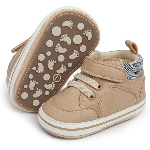 E-FAK Baby Shoes Boys Girls Infant Sneakers Non-Slip Rubber Sole Toddler Crib First Walker Shoes