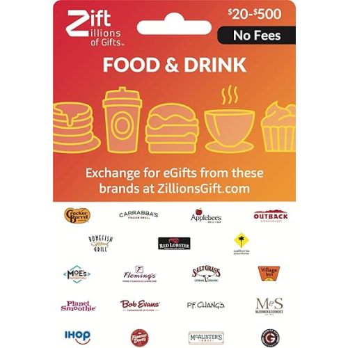 Zift Zillions of Gifts Food & Drink Dining Physical Gift Card - $25