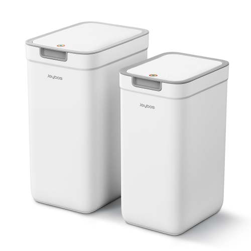 Joybos 2 Pack Bathroom plastic Trash Can with Lid, 3.6Gal + 2.4Gal Garbage Can with Pop-Up Lid, Small Trash Can Dog Proof, Slim Trash Bin Waste Basket