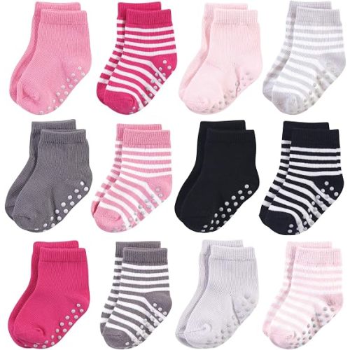 Touched by Nature Unisex Baby Organic Cotton Socks with Non-Skid Gripper for Fall Resistance
