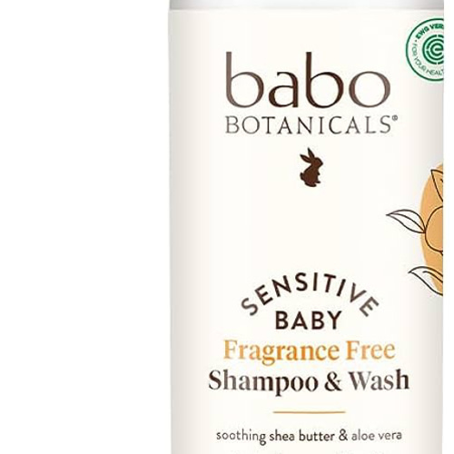 Babo Botanicals Sensitive Baby Fragrance-Free 2-in-1 Shampoo & Wash - Shea Butter, Calendula & Aloe Vera - EWG Verified - Cruelty-Free - Vegan - Pediatrician Tested - For Babies & Kids - 16 Fl Oz