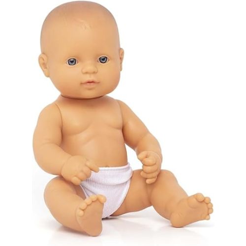 Miniland Realistic Baby Doll with Anatomically Correct Features, Reborn Baby Dolls, Cute Scented Body with Vanilla Perfume, Comes in Polybag, 12 5/8 inches Tall | Caucasian Girl
