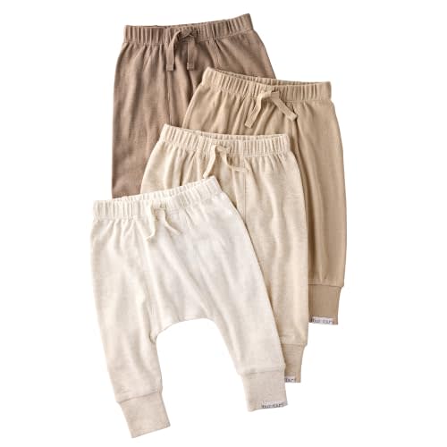 Butterblu Jordan 4-Pack Jogger Pants 100% Cotton Bottoms | GOTS Certified Organic Cotton for Baby, Toddler Girls, Boys, Unisex, Machine Washable, Made to Match Colors
