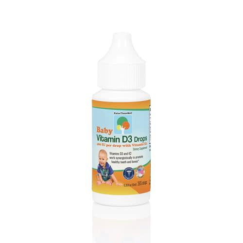 Raise Them Well- Vitamin D and K Drops for Bone and Teeth Health, 365 Servings, 0.36 fl/oz