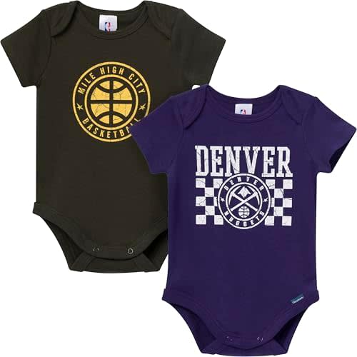 Gerber unisex-baby NBA Team 2 Pack Short Sleeve Onesie Bodysuits
