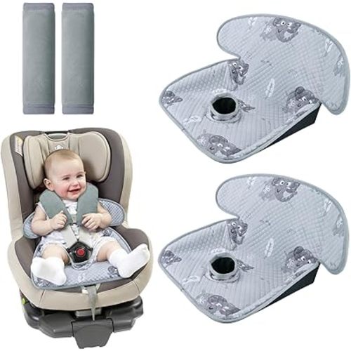 Car Seat Potty Training Protector Set, 2 Pack Waterproof Piddle Pad for Baby Toddlers, Leak-Proof Car Seat Liner with Non-Slip 2 Strap Covers, Machine Washable - Gray