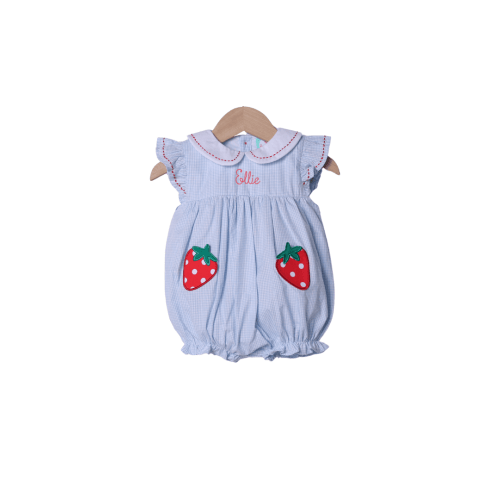 Strawberry Patch Blue Gingham Bubble