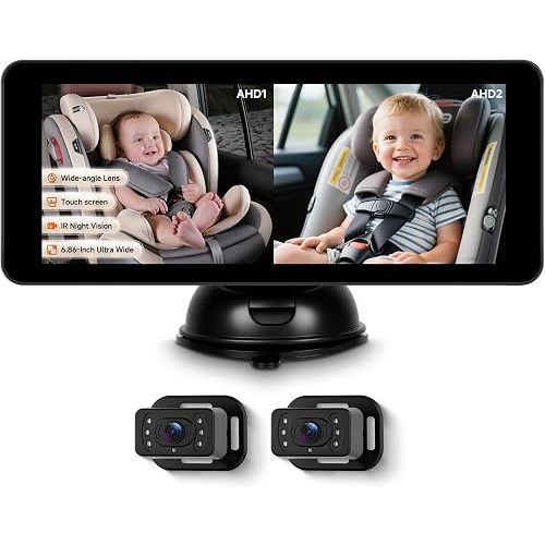 Rimoody 6.86'' Baby Car Camera for Seat HD Bual Rear Facing