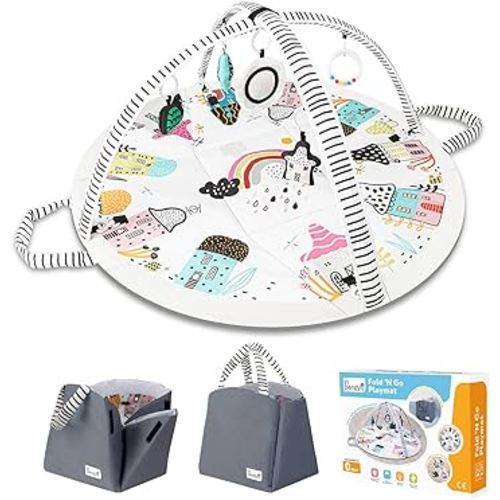 Baby Play Mat Tummy Time Mat with Exclusive Foldable Design, Stage-Based Skill Development Activity Gym, Machine Washable Baby Play Mats for Floor with Gift Package (Zebra)