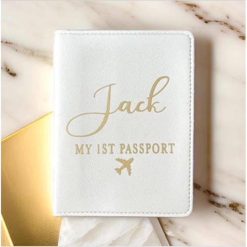 Personalised My First Passport Cover & Luggage Tag Travel Set Gift, Kids Holiday Suitcase Tag, Baby Boys My 1st Passport Holder