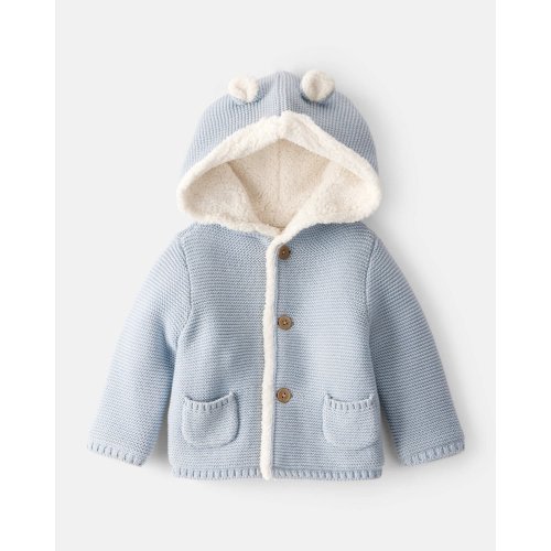 Baby Boy Sherpa Lined Cotton Long-Sleeve Jacket - Blue | Carter's