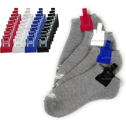 The Amazing Sock Clip Sock Holder, Original Assorted 32 Clips, (8 Each of 4 Colors) Made in U.S.A.