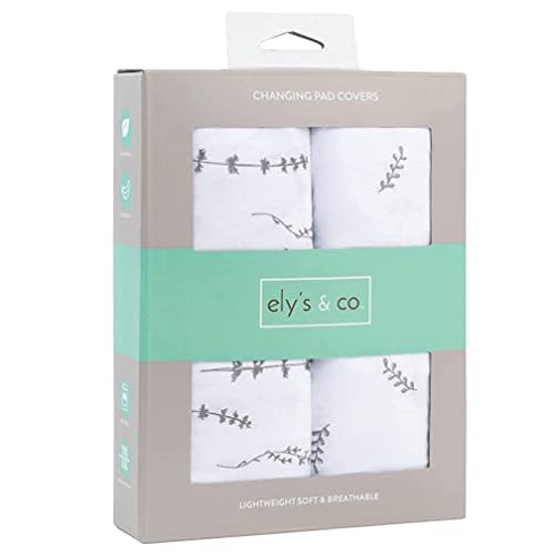 Changing Pad Cover 2 Pack - Baby Changing Pad Cover with 100% Jersey Cotton - Changing Pad Covers for Girls and Boys, Newborn Essentials (Forest Grey Leaf & Floral)