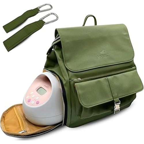 Vegan Leather Breast Pump Bag With Cooler and Stroller Hooks - Spectra Pump Bag with cooler - Compatible with Spectra S1 S2 - Spectra Pumping Bag for Work - Wearable breast pump bag Pumping Backpack