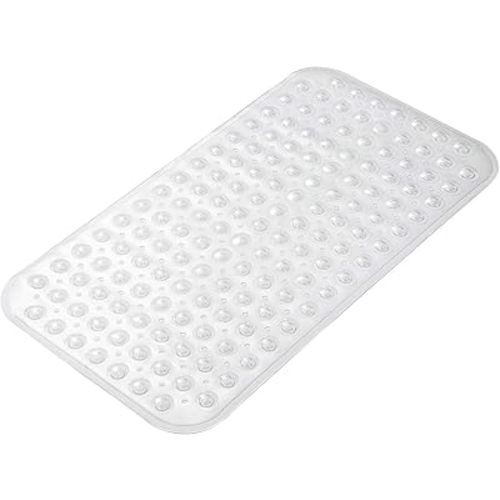 AmazerBath Bath Tub Mat, Medium Size 27.6 x 15 Inches Non-Slip Shower Mats with Suction Cups and Drain Holes, Bathroom Bathtub Mats Machine Washable (Clear)
