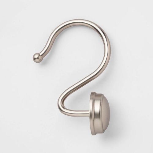 Rust Proof Button Shower Hook Nickel - Threshold™: Zinc Alloy, Nickel-Plated, 12-Pack Curtain Rings