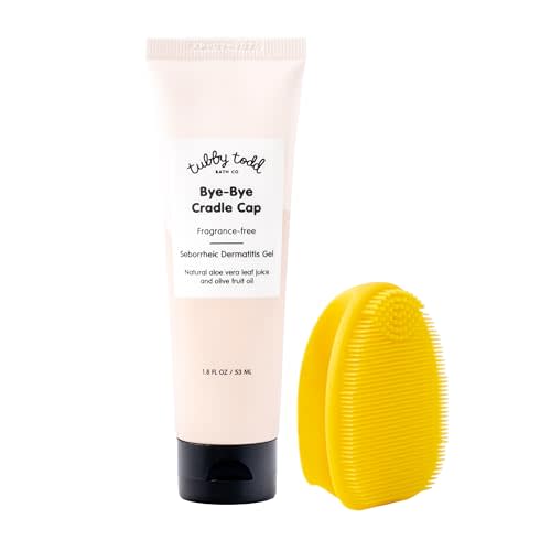 TUBBY TODD Cradle Cap Baby Hair Treatment Kit - Includes Bye-Bye Cradle Cap Gel & Cradle Cap Silicone Brush - Gentle for Babies’ Sensitive Skin - 1.8 Fl Oz