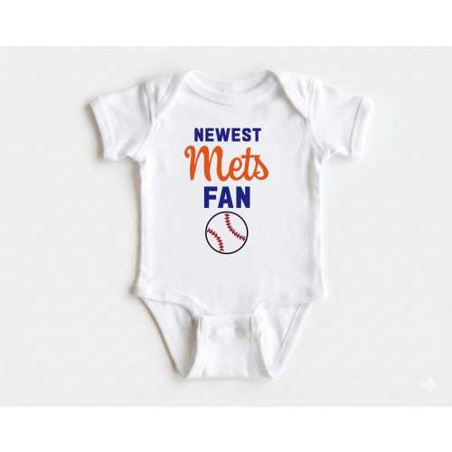 Newest Mets Fan Baseball Onesie, Personalized Infant Bodysuit