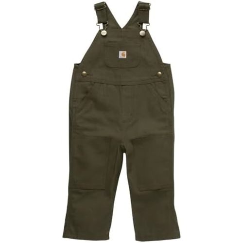 Carhartt Boys Loose Fit Canvas Bib Overalls, Olive Green, 9 Months