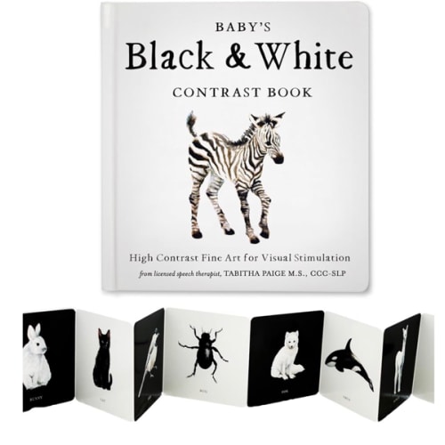 Baby's Black and White Contrast Book: High-Contrast Art for Visual Stimulation at Tummy Time (Tabitha Paige Children's Book Series)
