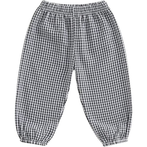 Karuedoo Toddler Baby Boy Girl Gingham Bubble Pants Kids Casual Plaid Elastic Waist Long Bloomers Trousers Bottoms