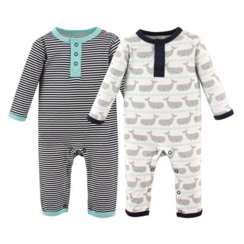 Hudson Baby Infant Boy Cotton Coveralls 2pk, Whale, 18-24 Months