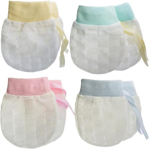 Cute Boys Girls Cotton No Scratch Gloves Drawstring Adjustable Mittens for Baby Infants