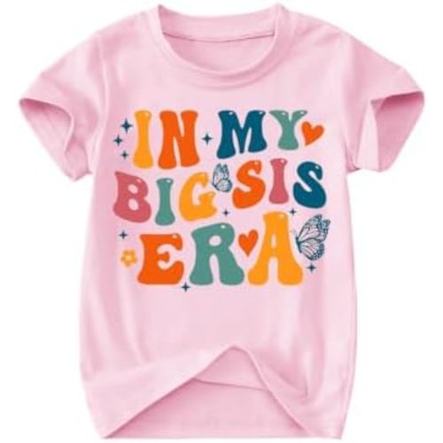 Toddler Big Sister Tee in My Big Sis Era Graphic T-Shirt Big Sis Announcement Crewneck Shirts Sibling Reveal Tops