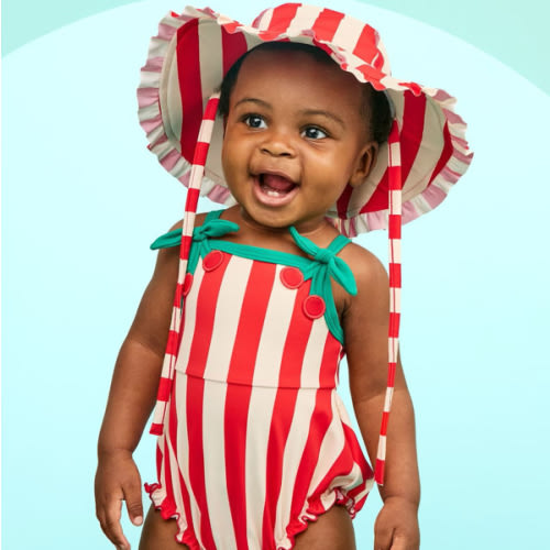 Baby One-Piece Cherry Swimsuit & Swim Hat Set