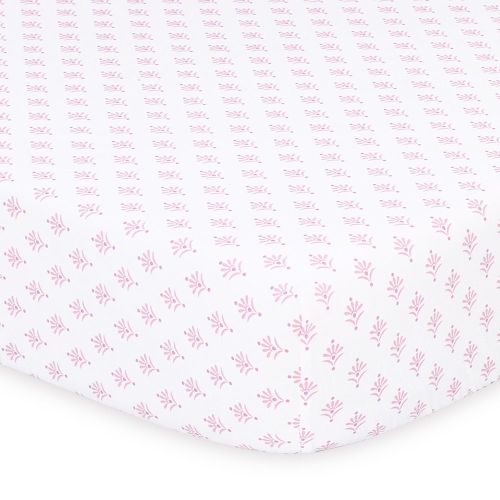 Peanut Shell Cot Fitted Sheet Butterfly Whisper Floral