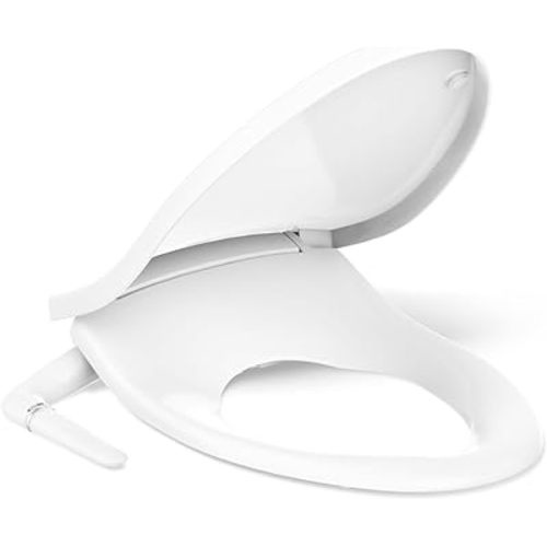 Kohler PureWash M250 Manual Elongated Bidet Toilet Seat, White, Quiet-Close Lid Prevents Slamming, Cool Water, Easy Installation with Quick-Release Hinges, Adjustable Spray Position & Pressure