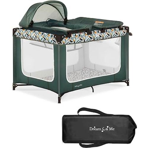 Dream On Me Emily Rose Deluxe Playard in Mellow Yellow with Infant Bassinet and Changing Tray, Lightweight Portable and Convertible Playard for Baby, Breathable Mesh Sides and Soft Fabric