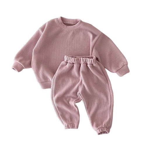 Hessimy Toddler Boys Girls Spring Summer Cute Cartoon Print 2Pcs Long Sleeve Sweatshirt Tops Pants Soft Sweatsuit, Cute Soft Sweatsuit(Pink,3-6 Months)