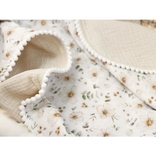 Personalized Wildflower Swaddle - Boho Baby Name Blanket, Organic Muslin Blanket, Custom Cotton Swaddle, Neutral Baby Shower Gift