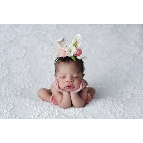 Newborn Bunny Ears Floral Headband, Easter Photo Prop 1️⃣ Look at the Notes !