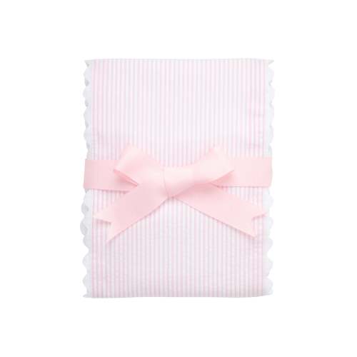 Seersucker Stripe Fancy Fabric Burp, Pink