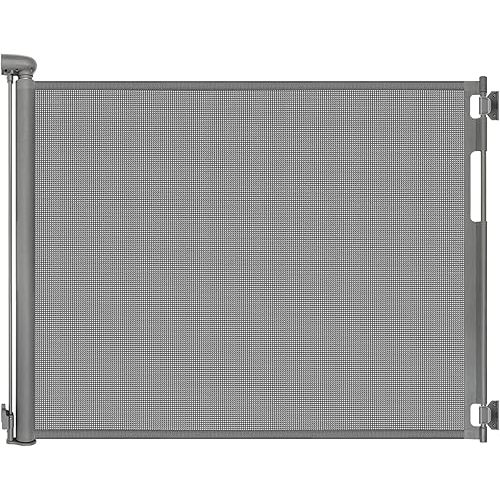 Retractable Baby Gates for Doorways, Mesh Dog Gate for Stairs, Pet Gate Indoor, Extends to 55" Wide 33" Tall, Safety Toddlers Gates for Hallways, Indoor & Outdoor Use, Gray