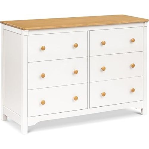 Davinci Shea 6-Drawer Dresser in Warm White and Honey, GREENGUARD Gold Certified