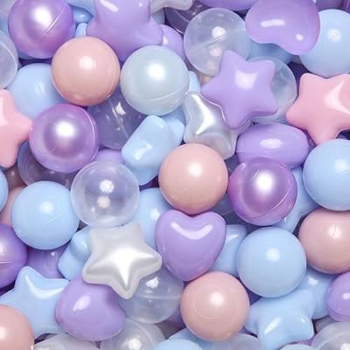 TRENDPLAY Ball Pit Balls Star and Heart Shapes for Toddlers - 50 100 200 500 Count Plastic Balls for Ball Pit Fun and Play