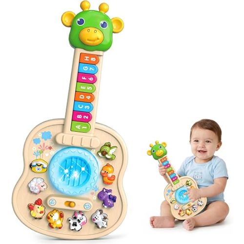 Musical Giraffe Guitar Toys for Toddlers 1-3 with Music & Light, Educational Baby Piano Toys 12-18 Months Interactive Music Instruments Learning Toys for 1 2 Year Old Boys Girls First Birthday Gifts