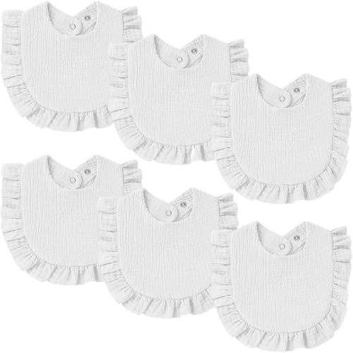 Muslin Baby Bibs, 6-Pack Bandana Drool Bibs Soft Cotton Adjustable Unisex Newborn, Toddler for Drooling Teething