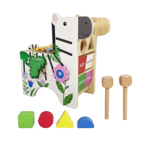 Teamson Kids Toddler Zebra Activity Play Center with Xylophone, Multi