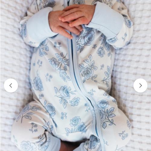 Blue Rose Garden Zipper Romper – In My Jammers